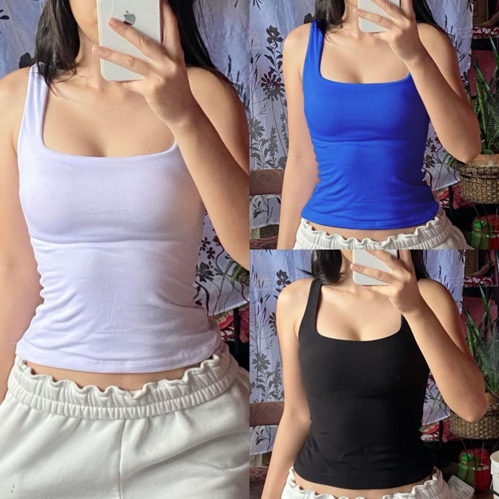 BUY 1 TAKE 3 MYMP Basic Double Lining Square Neck Full Length Plain ...