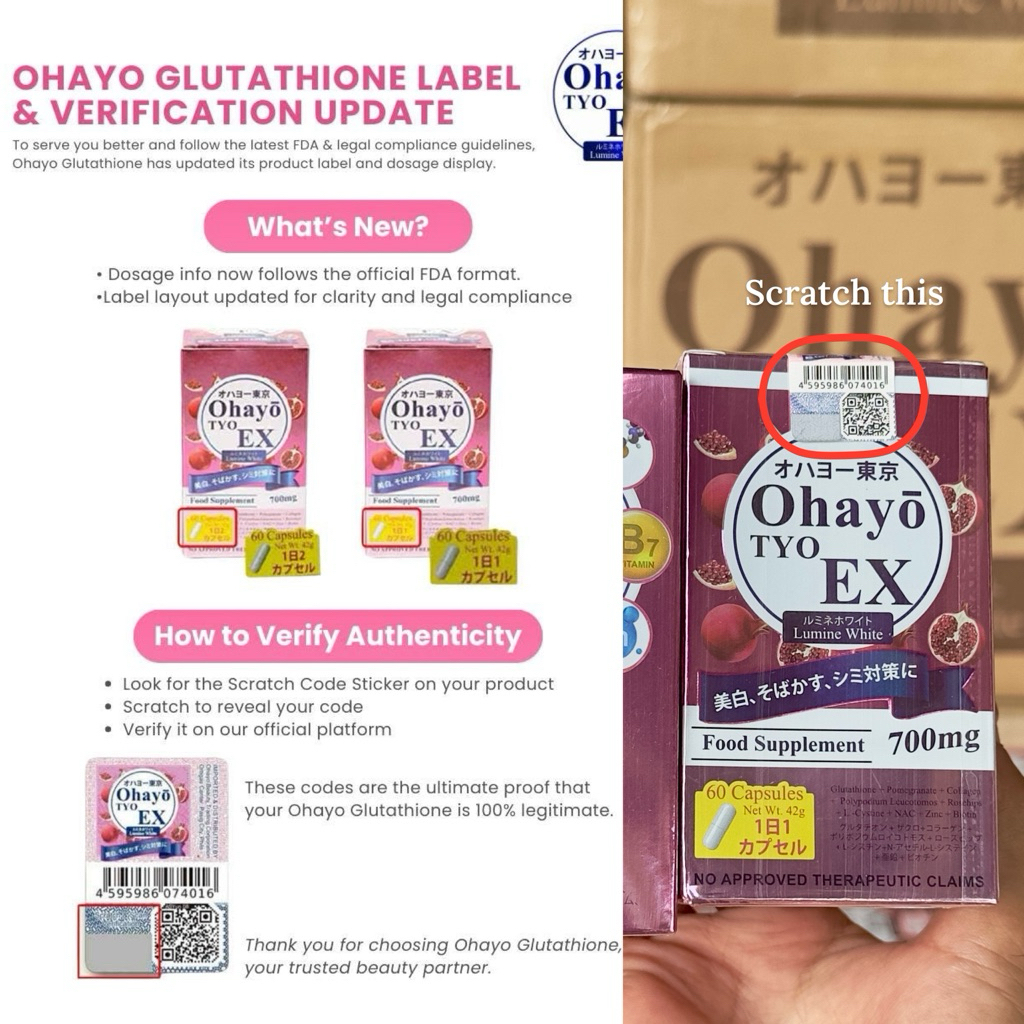 OHAYO TYO EX Lumine White Glutathione 60 Capsules | Shopee Philippines
