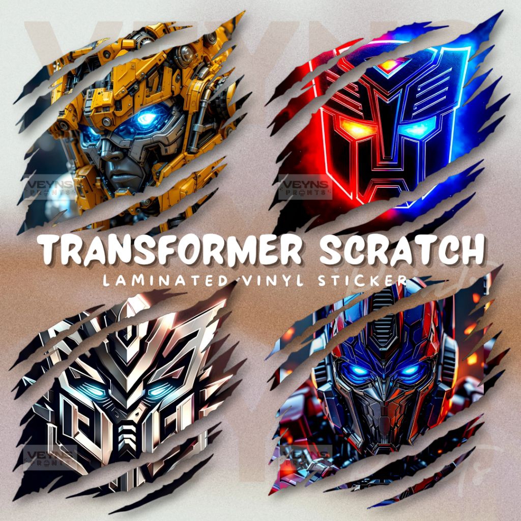 TRANSFORMER SCRATCH DESIGN LAMINATED VINYL STICKER | Shopee Philippines