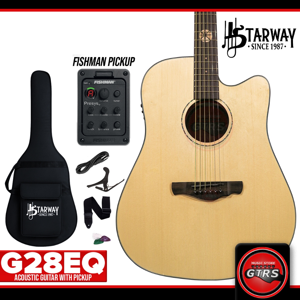 Starway G28 Dreadnought with Cut-away Acoustic Guitar with Free Guitar ...