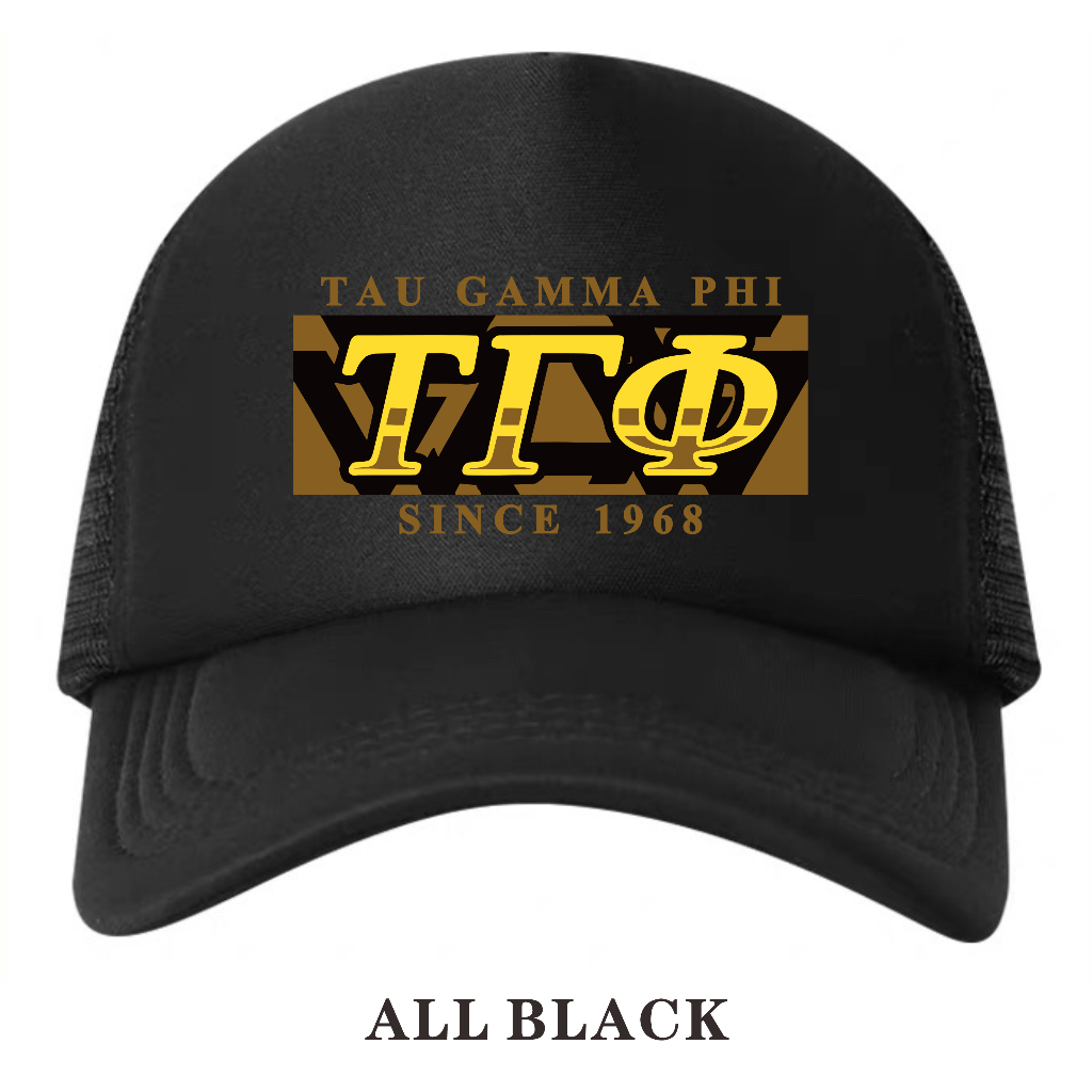 TEAM ITIK CLO TAU GAMMA PHI All Black Fraternity Cap for TRISKELION TGP ...