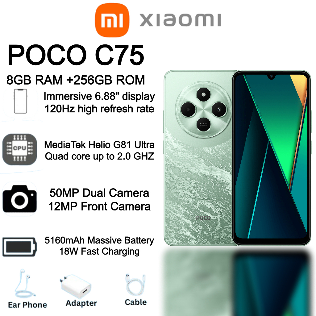 POCO C75 Smartphone 8GB+256GB | 120Hz 6.88