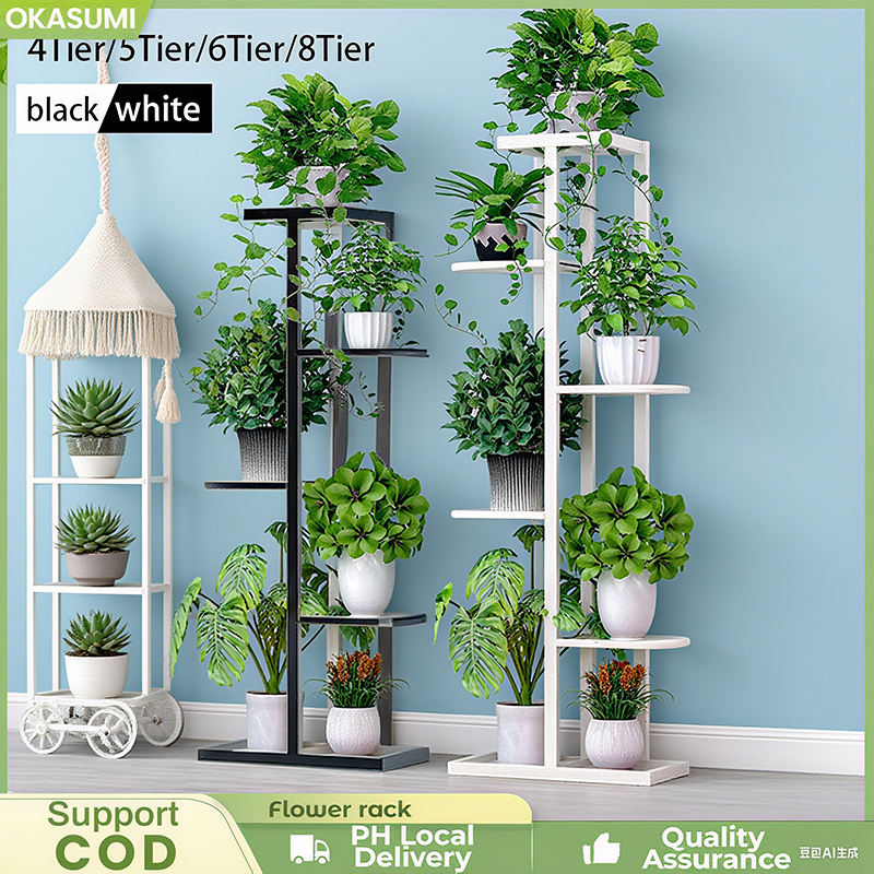 Okasumi 4/5/6/8 Tiers Plant Rack Display Shelf Indoor Outdoor Yard ...