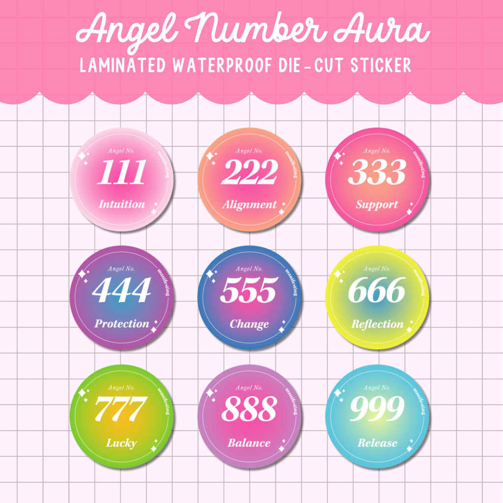 Angel Number Aura Laminated and Waterproof Die-Cut Stickers | Loona ...