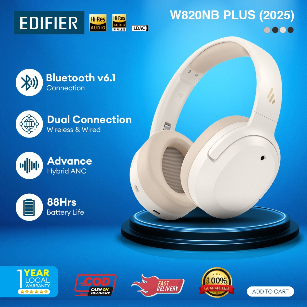 EDIFIER W820NB Plus(2025) -49dB Hybrid Active Noise Cancelling ...