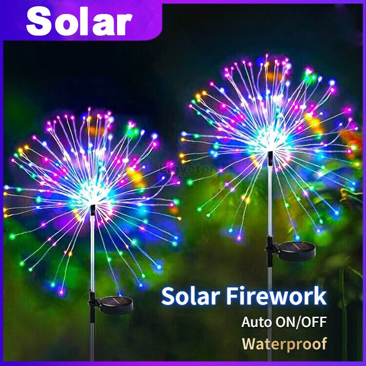 Solar Christmas Lights Solar Firework Light 200 LED Waterproof String ...