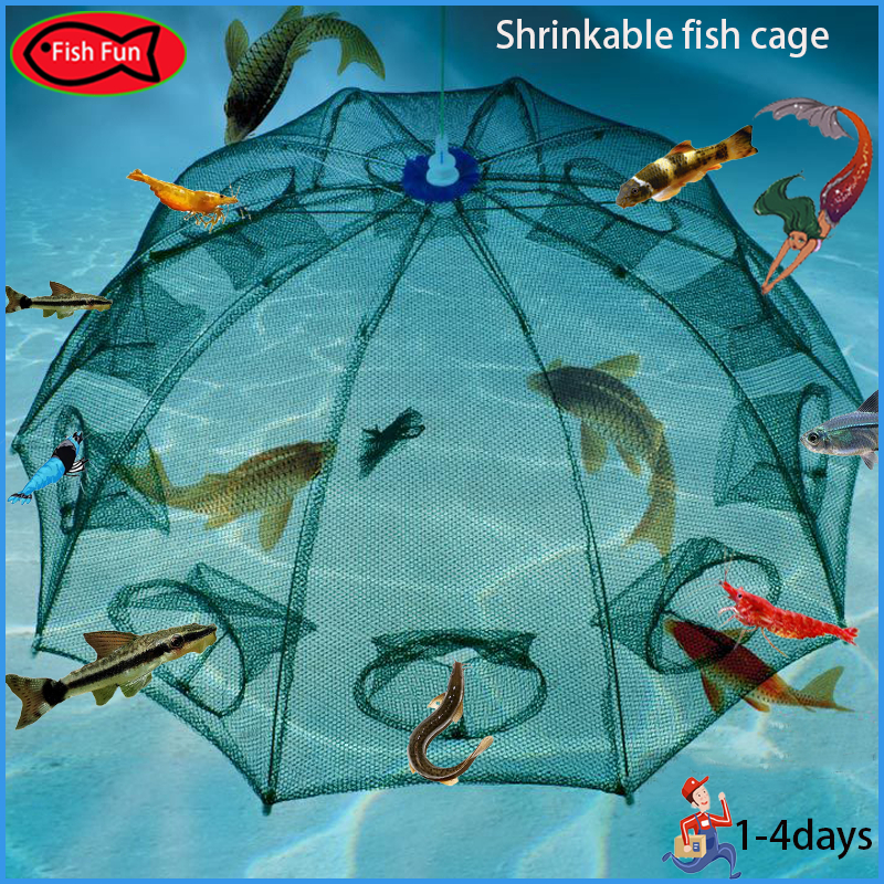 Portable Fishing Net Folding Umbrella Fish Net Shrimp Cage Crab Trap ...