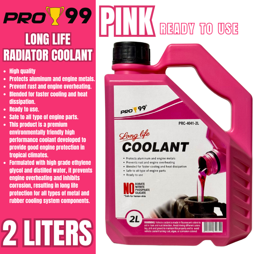 PRO99 Pink Long Life Radiator Coolant 2 Liters Ready to Use High ...