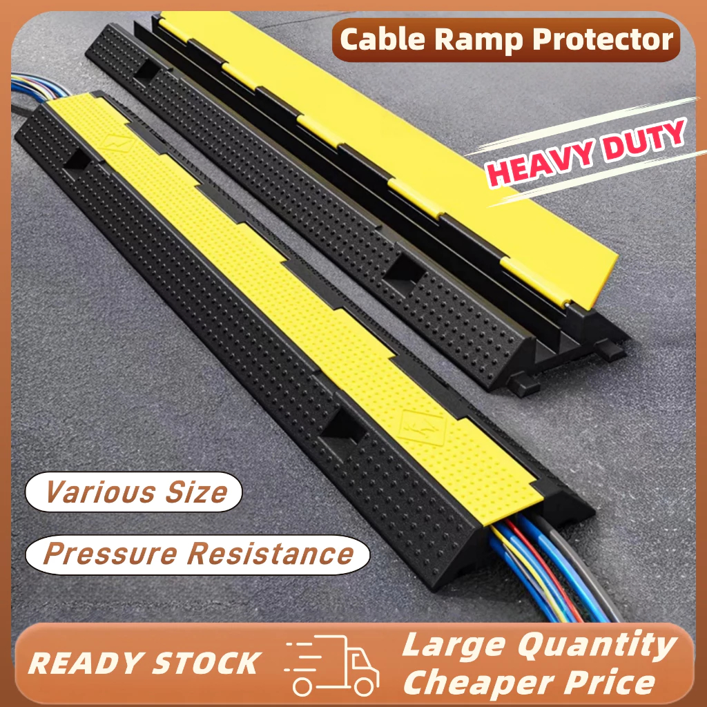 Yellow/Black Rubber Humps Speed Bump Car Cable RampProtector Wire Floor ...