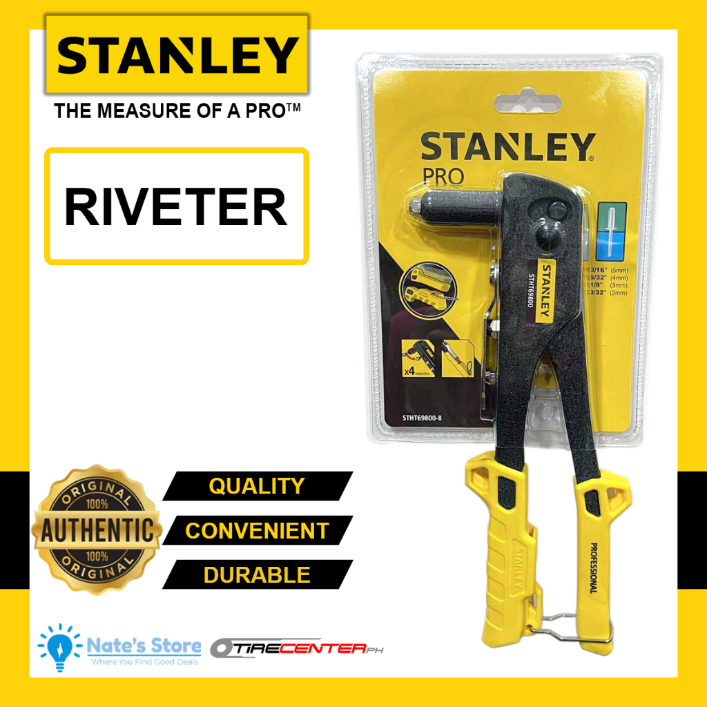 STANLEY Heavy Duty Hand Riveter Rivet Gun 3 & 4 Nozzle 69-646 69-800 ...