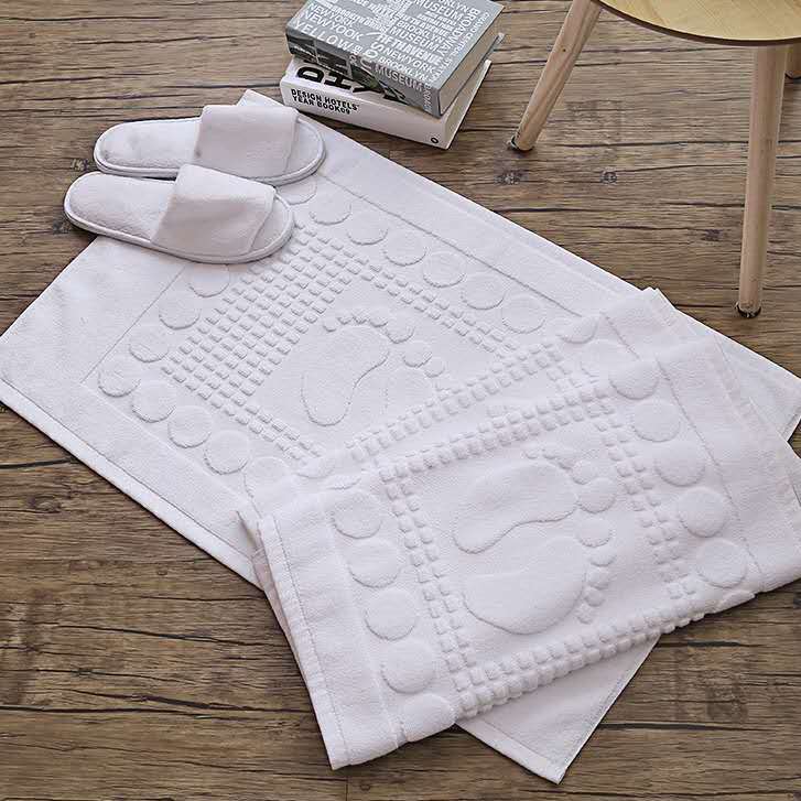 Cotton Absorbent White Thick Embossed Foot Print Bathroom Foot Towel 50 ...