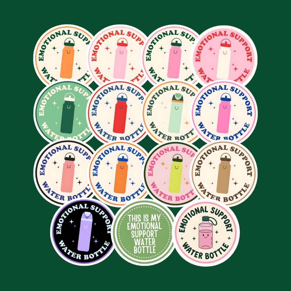 Emotional Support Water Bottle Stickers | Laminated Waterproof Vinyl ...