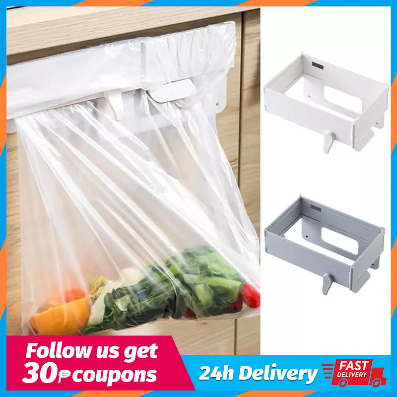 Household Wall Mounted Simple Foldable Garbage Bag Rack Cabinet Door ...