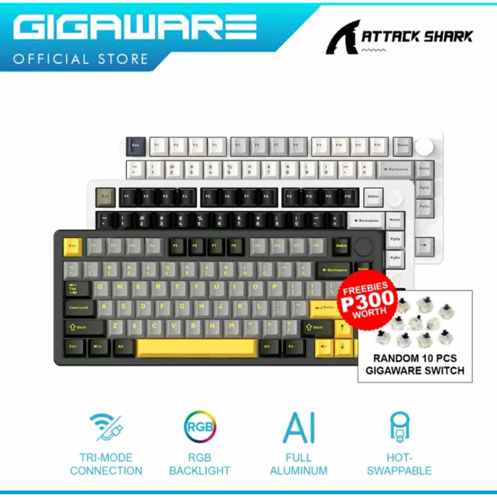 Attack Shark X86 Full Aluminum 75% Tri Mode Wireless Gasket Hot ...