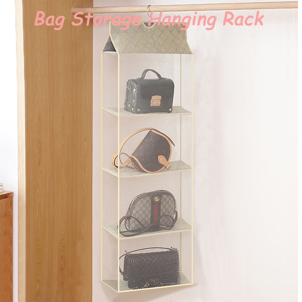1pc Bag Storage Hanging Rack Closet Dustproof Handbag Purse Tote Holder ...
