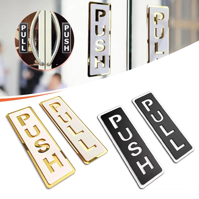 2Pcs Durable Acrylic Push Pull Door Sign 3D Self Adhesive Commercial ...