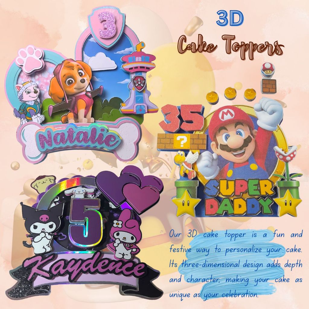 3D Cake Toppers (Layered / 3D) | Shopee Philippines