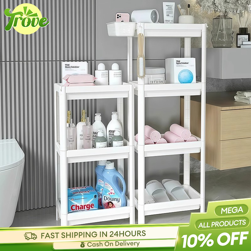 TROVE Bathroom Organizer Rack Trolley Cart Bath Storage Rack Organizer ...