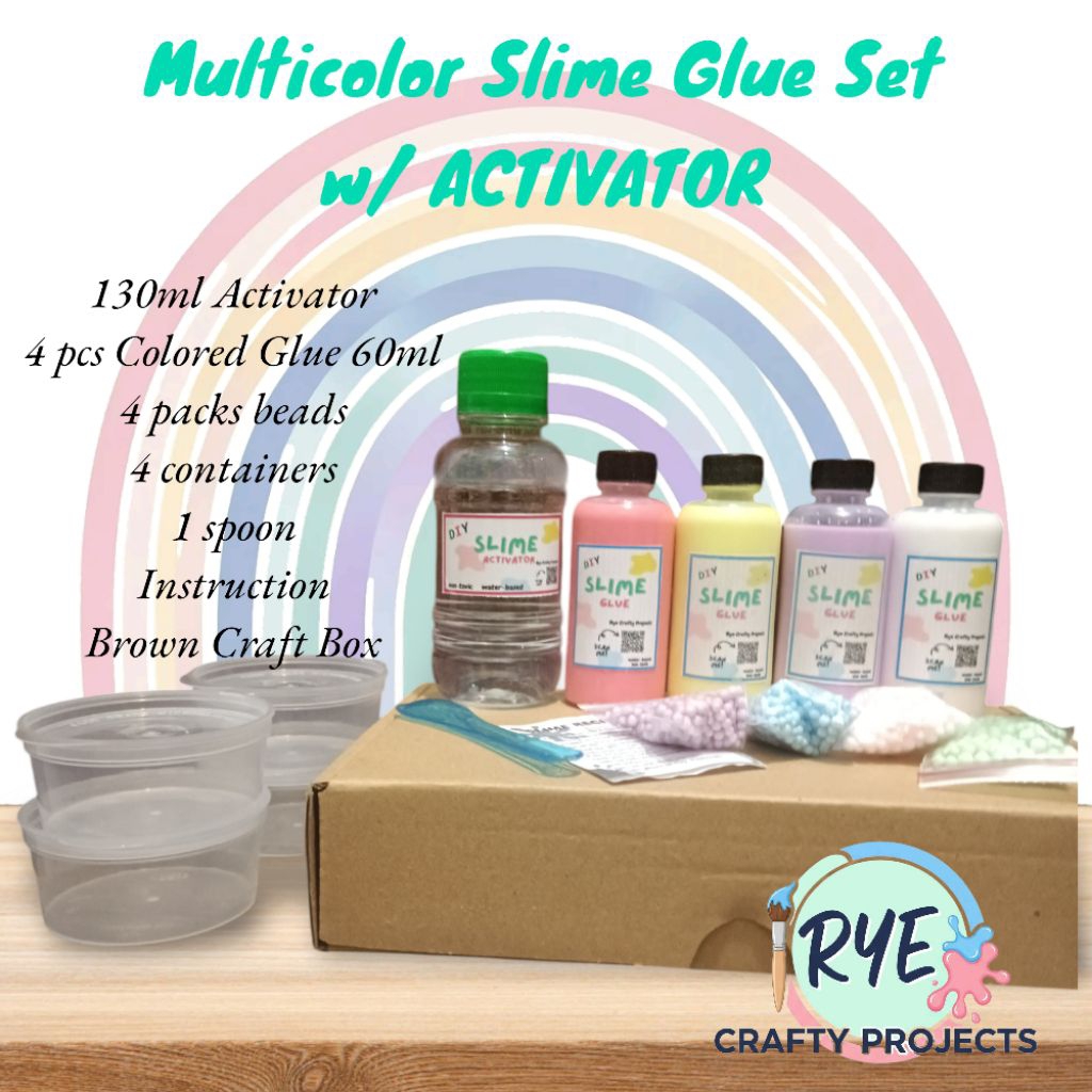 MULTICOLOR SLIME GLUE SET WITH ACTIVATOR AND CONTAINER | Shopee Philippines
