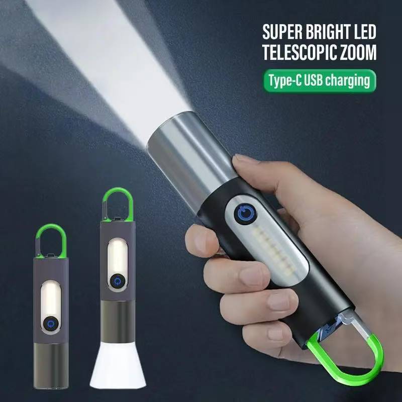 JX - 839 Digital Thunder LED + 2835 Flashlight USB Rechargeable Zoom In ...