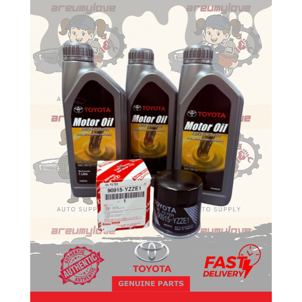 Toyota Fully Synthetic Engine Oil 5W-30 [3 Liters + Oil Filter] for ...