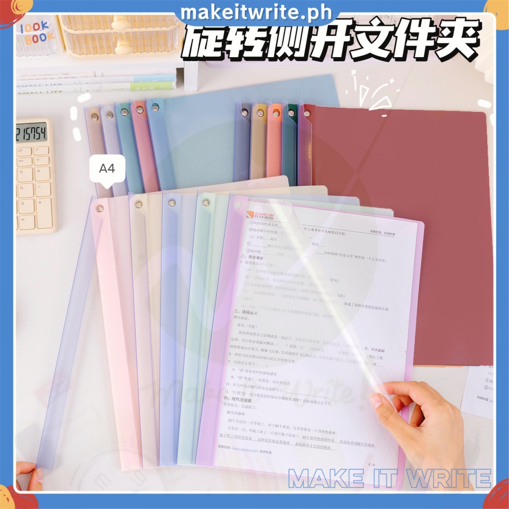 A4 Rotating Clamp folder Macaron transparent papers large capacity ...
