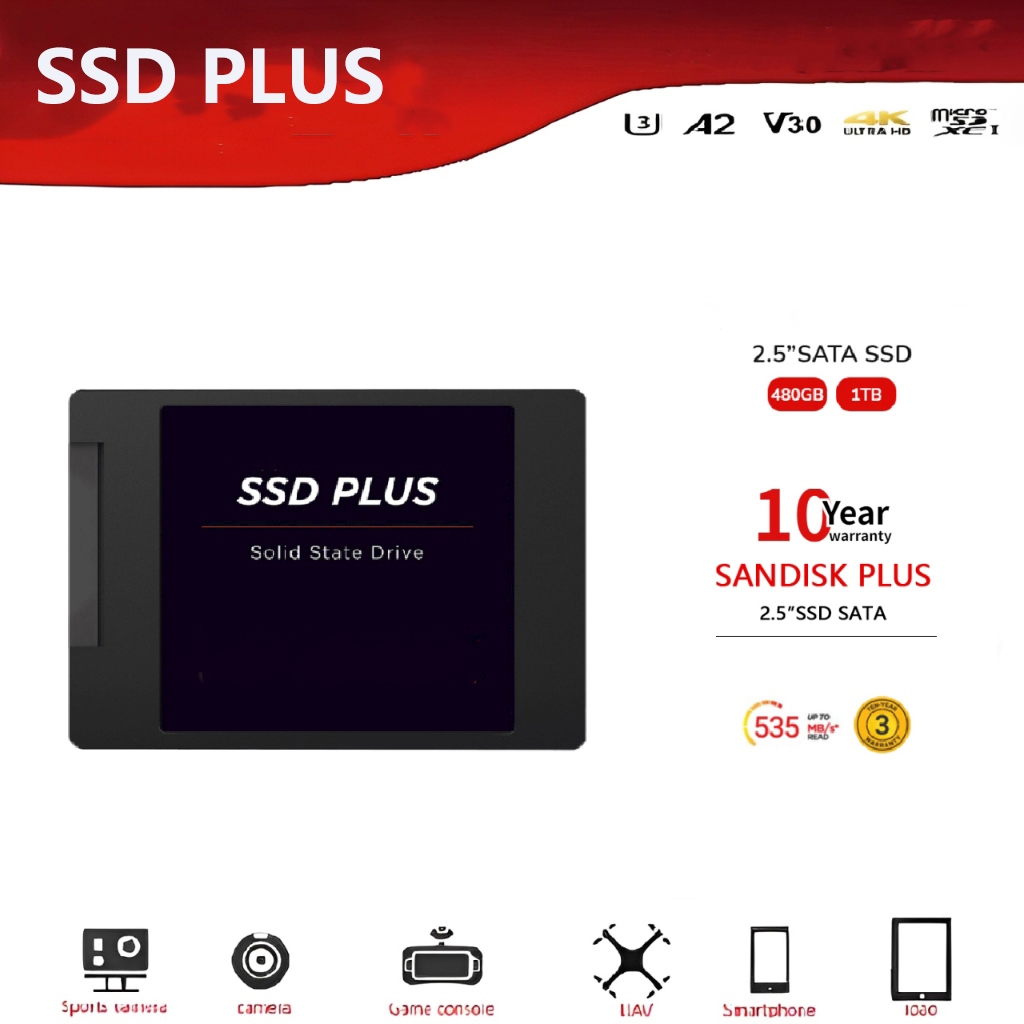 SSD PLUS SATA III 100% Original 480GB 1TB 2.5" Solid State Drive for PC ...
