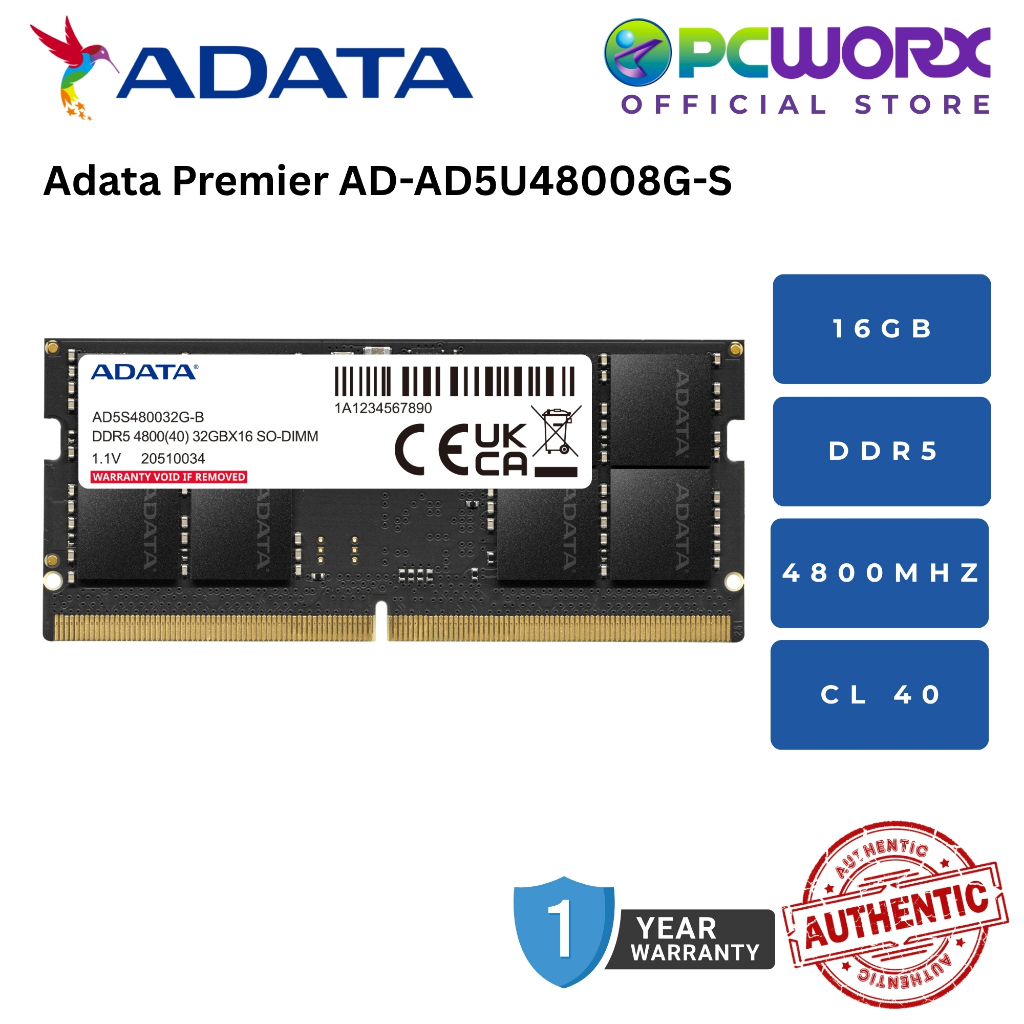 Adata 8GB 16GB 32GB DDR5-4800Mhz Sodimm Laptop Ram | Shopee