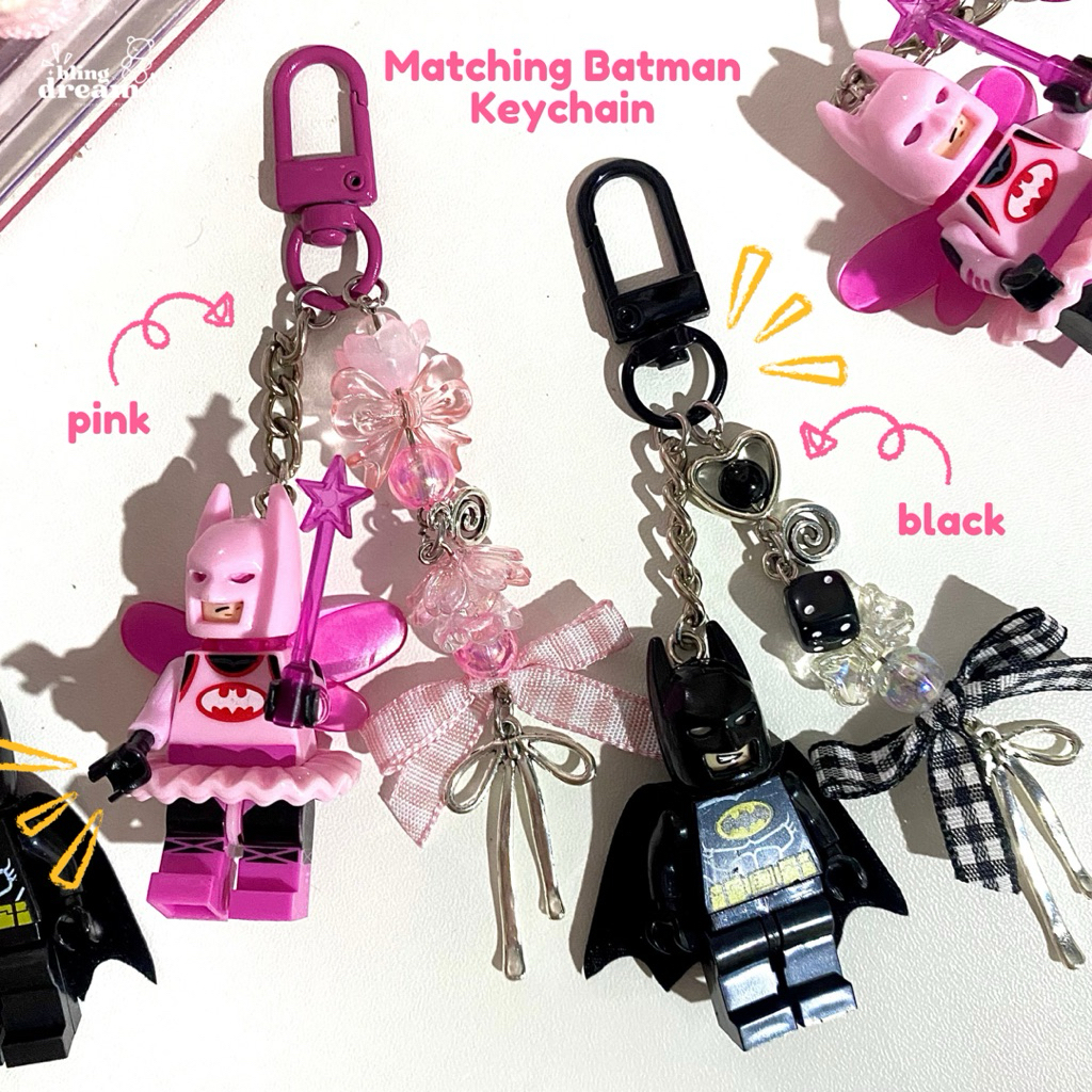 Batman Matching Keychain Duo – Girly Superhero Charm Pair for Bags Keys ...