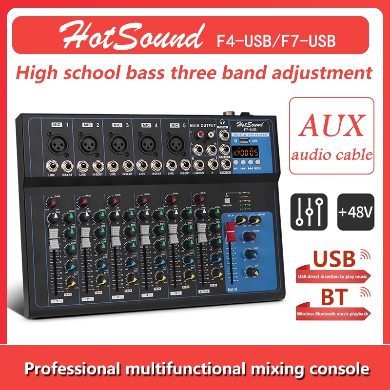 HotSound F4/F7-Usb Sound Mixer Audio Mixer Small Mixer Audio 4/7 ...