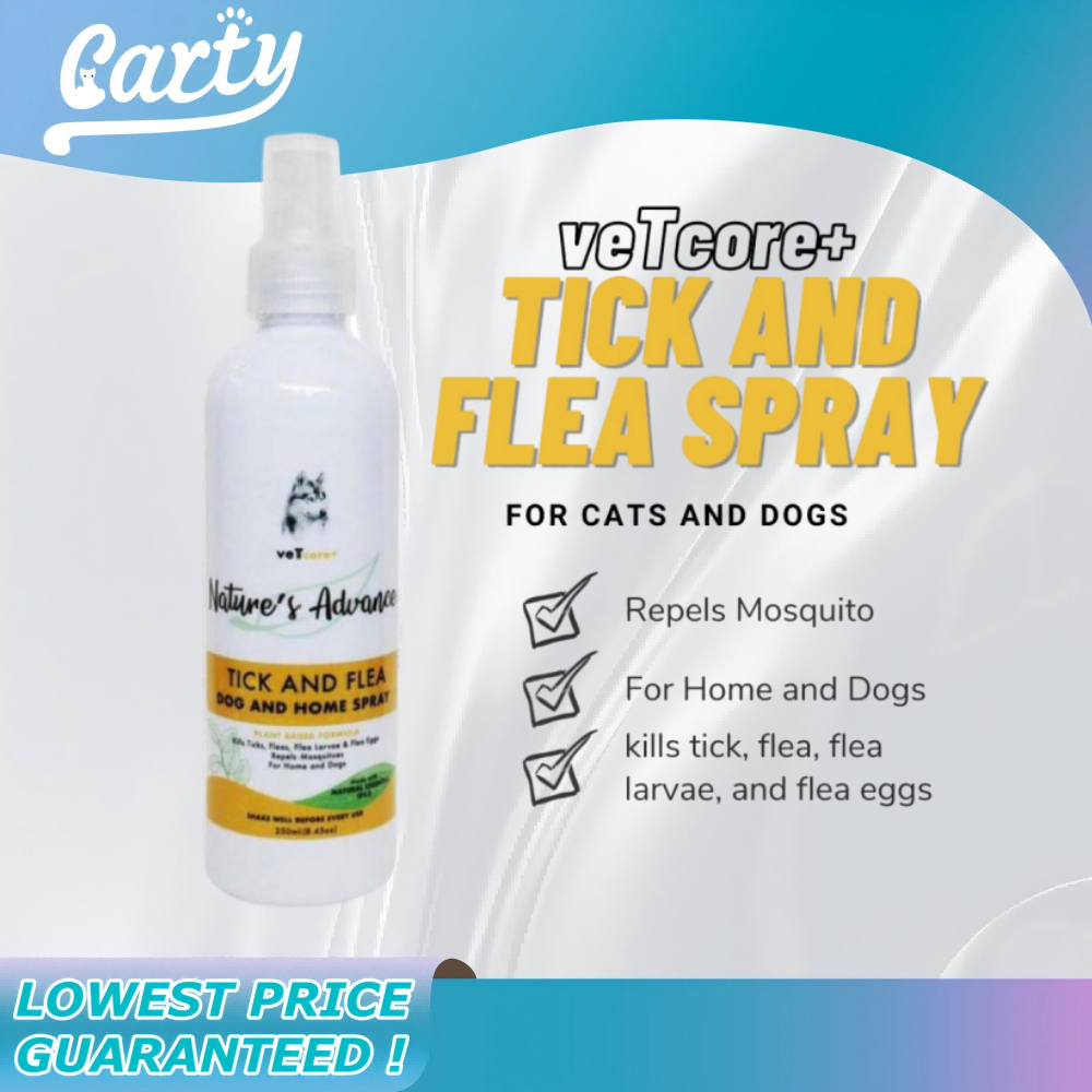Image showcasing Vet Core+ Tick and Flea Control Spray 250ml for Dogs and Cats with ...