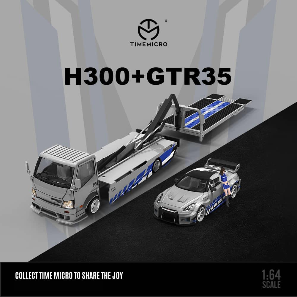 Time Micro 1/64 Scale H300 Set Package - H300 Trailer + R35 GTR ...