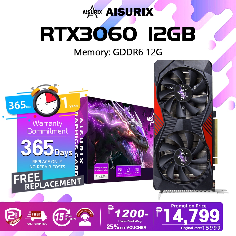 AISURIX RTX3060 12GB Graphics Card GPU NVIDIA Computer Video Card For ...