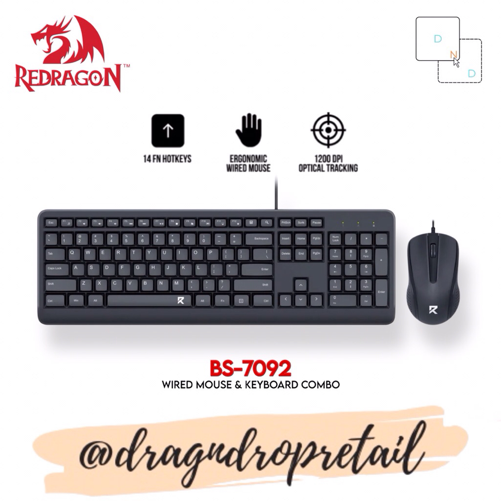 Redragon BS-7092 Wired Keyboard and Mouse Combo for Office or Home Use ...