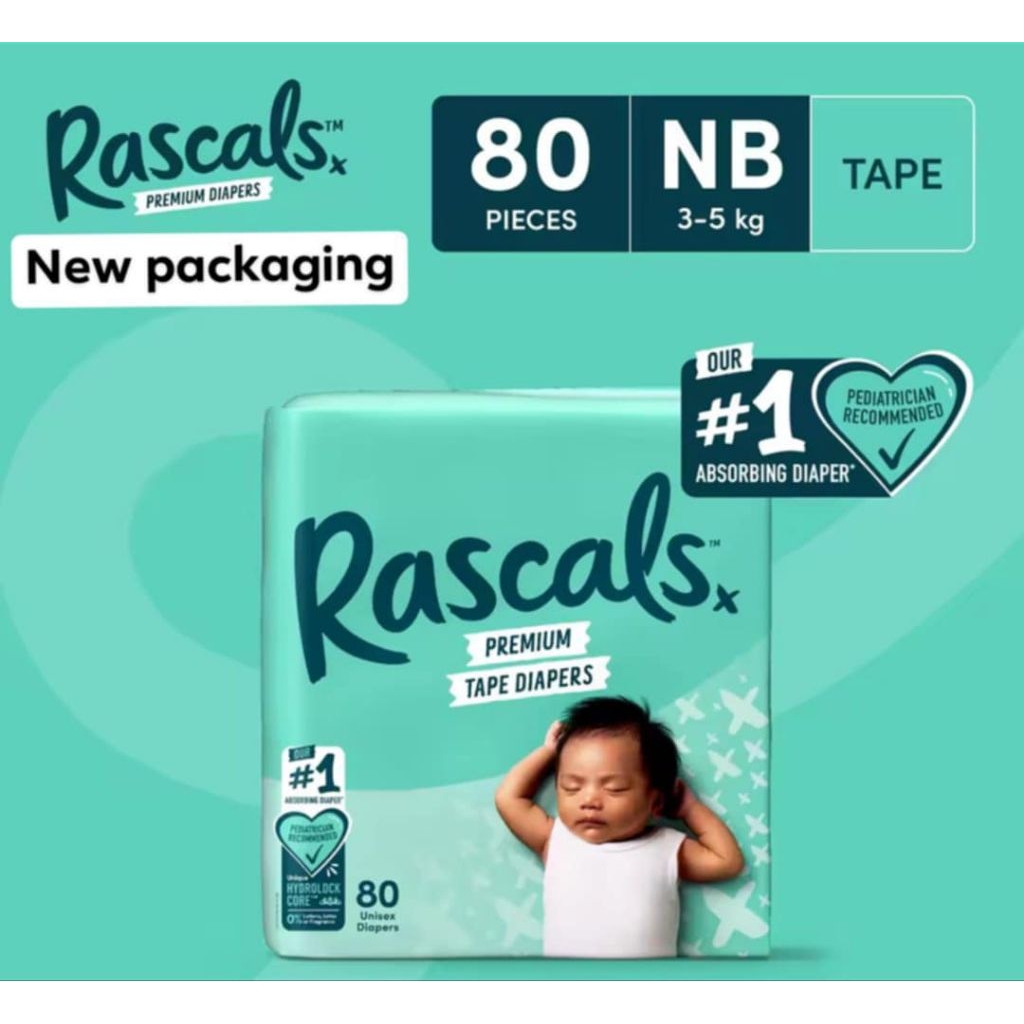 RASCALS + FRIENDS Diaper NEWBORN Tape (3-5kg)-80pcs x 1 | Shopee ...
