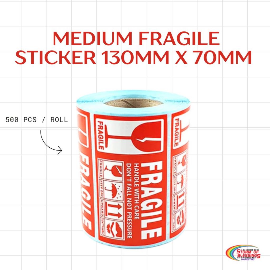 1 Roll Medium FRAGILE Sticker 130mm x 70mm 500 Pcs | Shopee Philippines