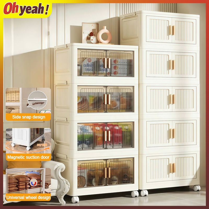Multi-layer foldable locker wardrobe stackable storage clothes toys ...