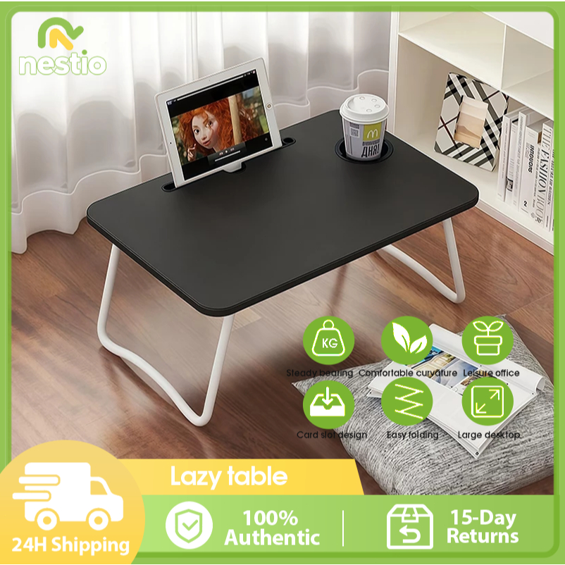 Mini Desk Study Bed Table Foldable Wooden Computer Folding Dining Table ...