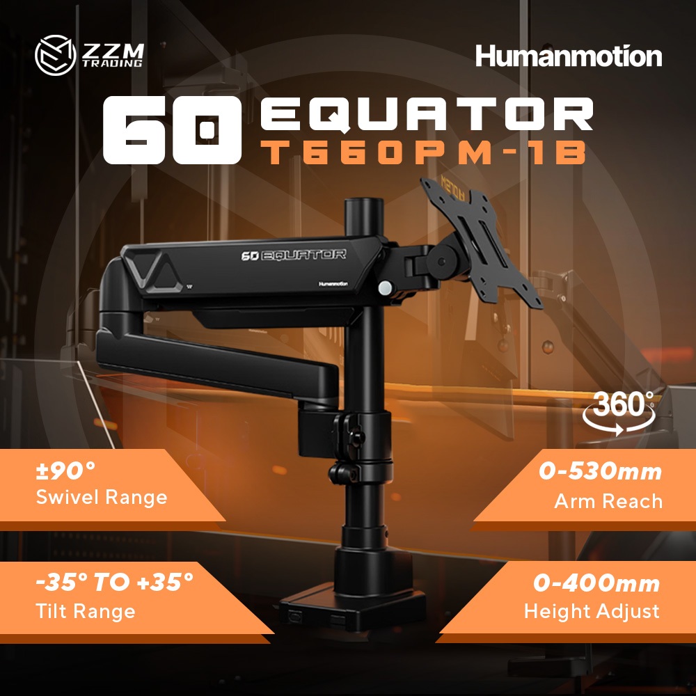 Humanmotion 60 Equator T660PM-1B Monitor Stand 15kg VESA 400mm Arm ...