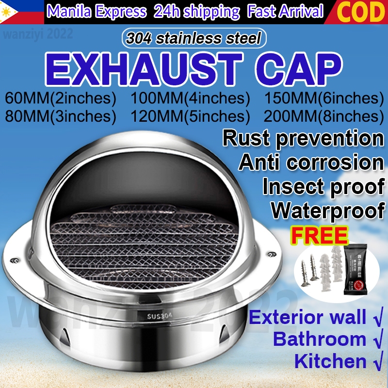 304 Stainless Steel Exhaust Cap Ventilation Vent Hood Exterior Wall Air ...