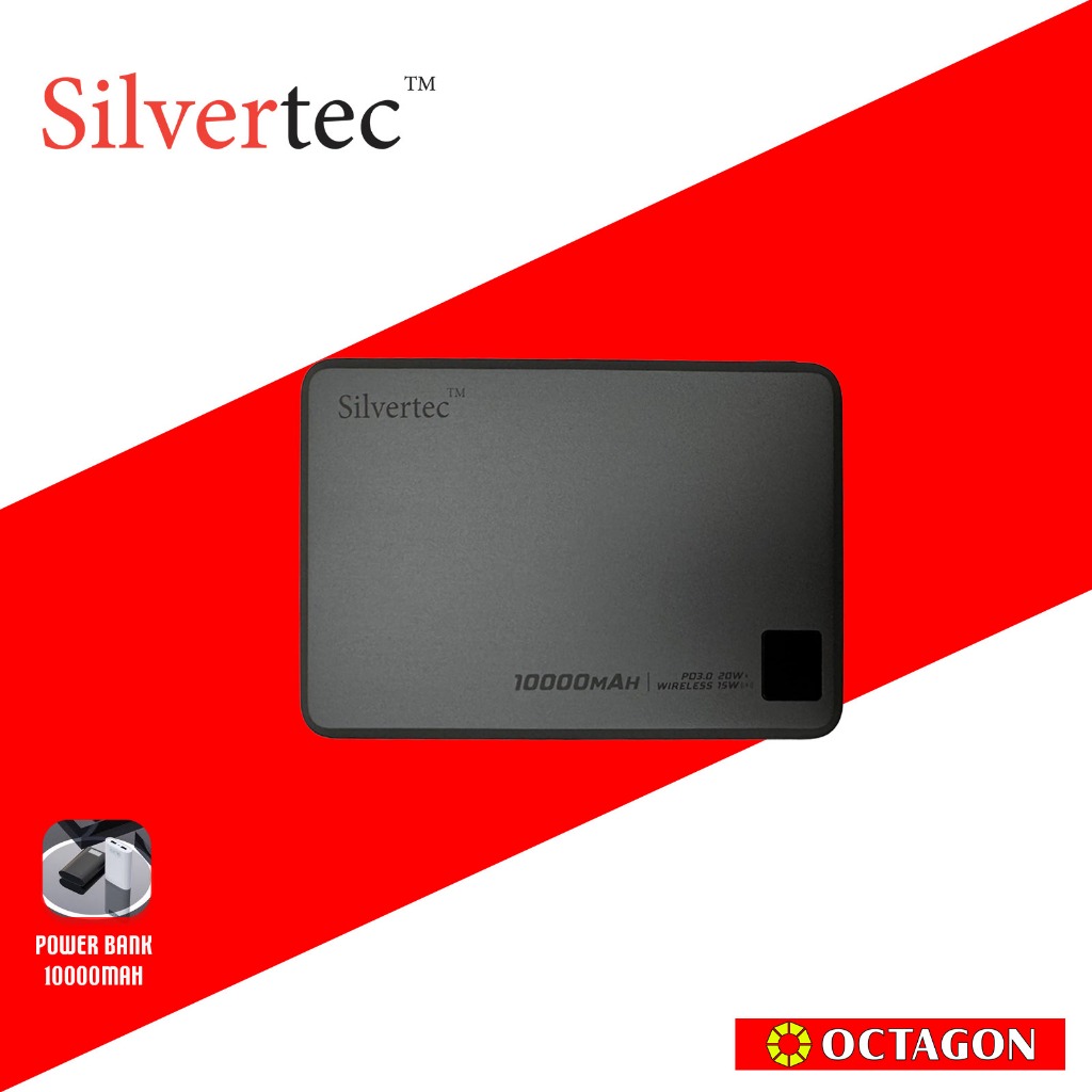 SILVERTEC SRT-MP100-SG ULTRA-SLIM MAGNETIC WIRELESS PD20W POWERBANK ...
