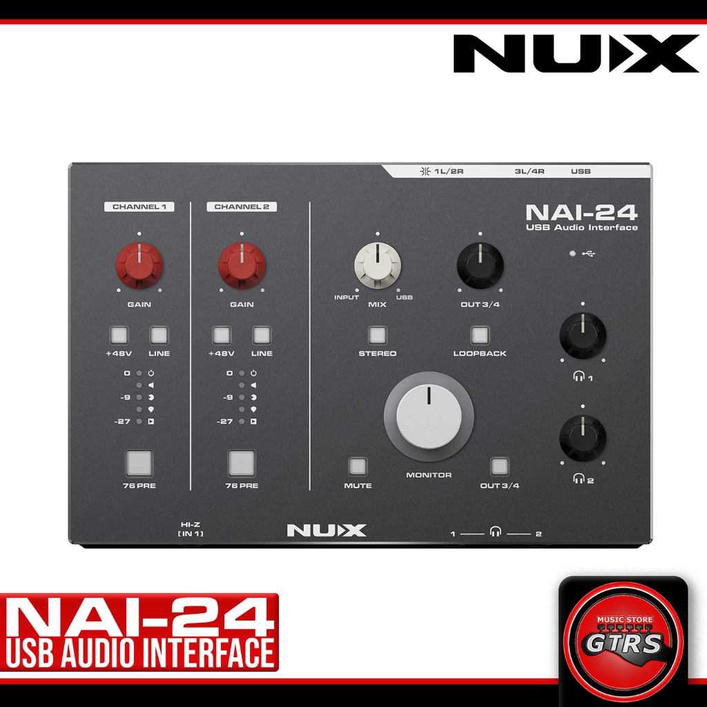 NUX NAI-24 2-in/4-out Desktop USB Audio Interface with 32-bit/192kHz ...