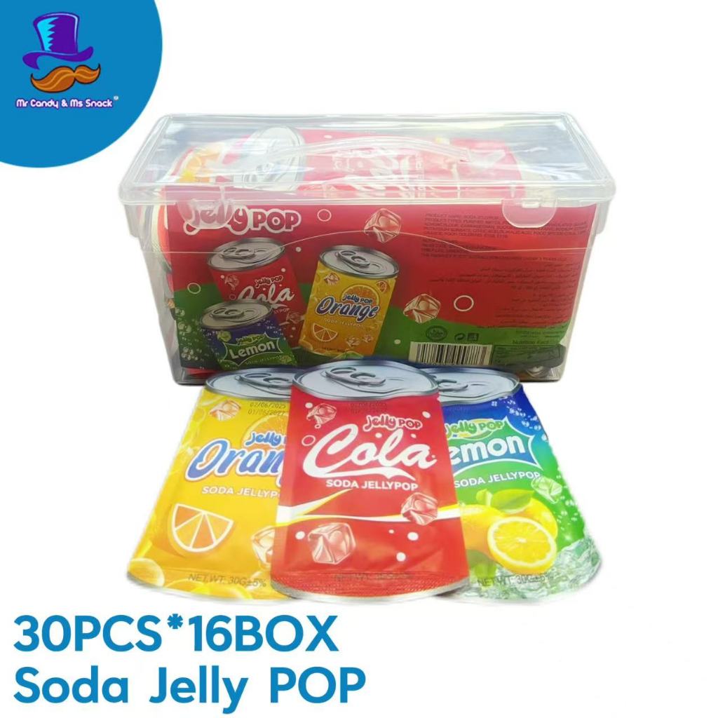 【Mr candy】COD/30pcs soda jelly pop/cola/lemon/orange gummy candy/soft ...