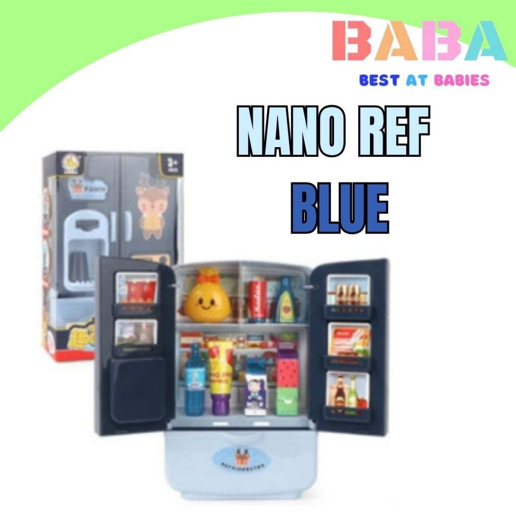 BABA Pretend Playset Nano Ref Simulation Double Door Refrigerator ...