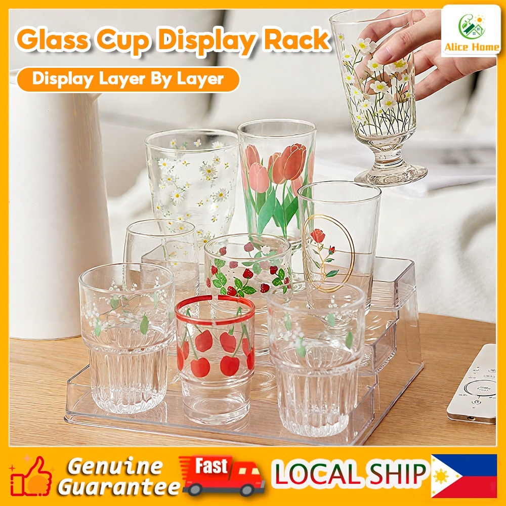 ALICE 3 layers glass cup organizer Acrylic Display rack Mug storage ...