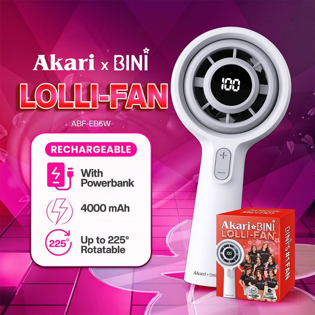 AkariXBini: (ABF-EB6W) Akari LOLLI-FAN Bini Fan with Powerbank | Shopee ...