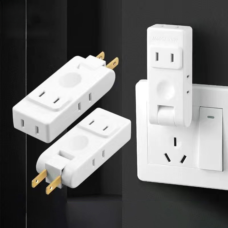 Household 180 Degree Rotating 2-Pin Plug One to Four Socket Converter 4 ...