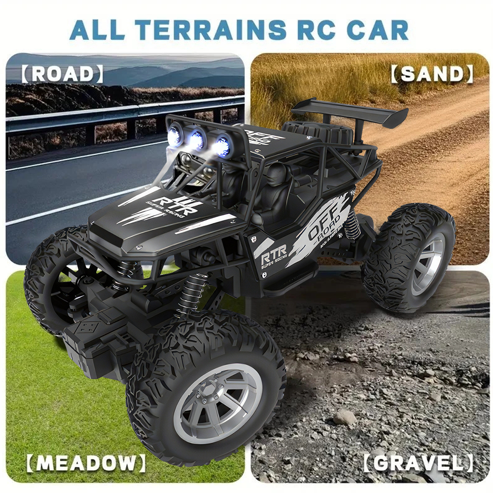 4WD Alloy Remote Control Car Spray Off-Road Car With LED Light RC Buggy ...