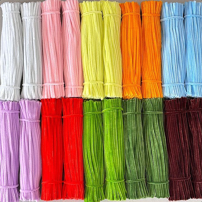 F&M 8mm Fuzzy Wire 50pcs Twisted Stick Craft Colorful Flower Chenille ...