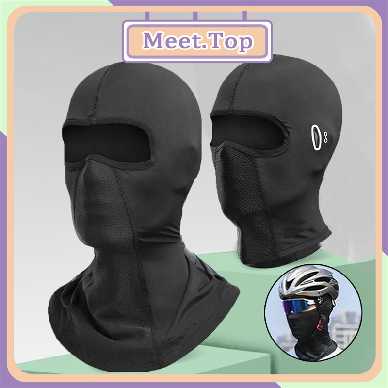 Cycling Face Mask Ice Silk Full Face Headgear Breathable Glasses Hole ...